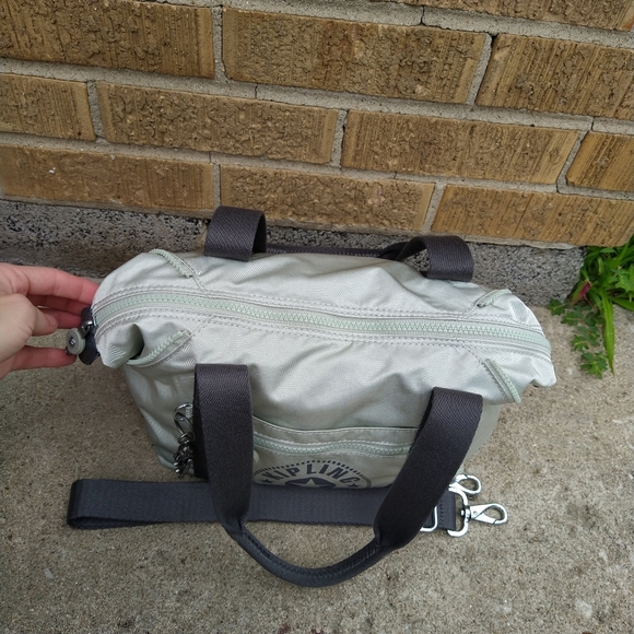 Kipling Dynamic Silver Sage Grey Art Mini Satchel Crossbody - Picture 14 of 15